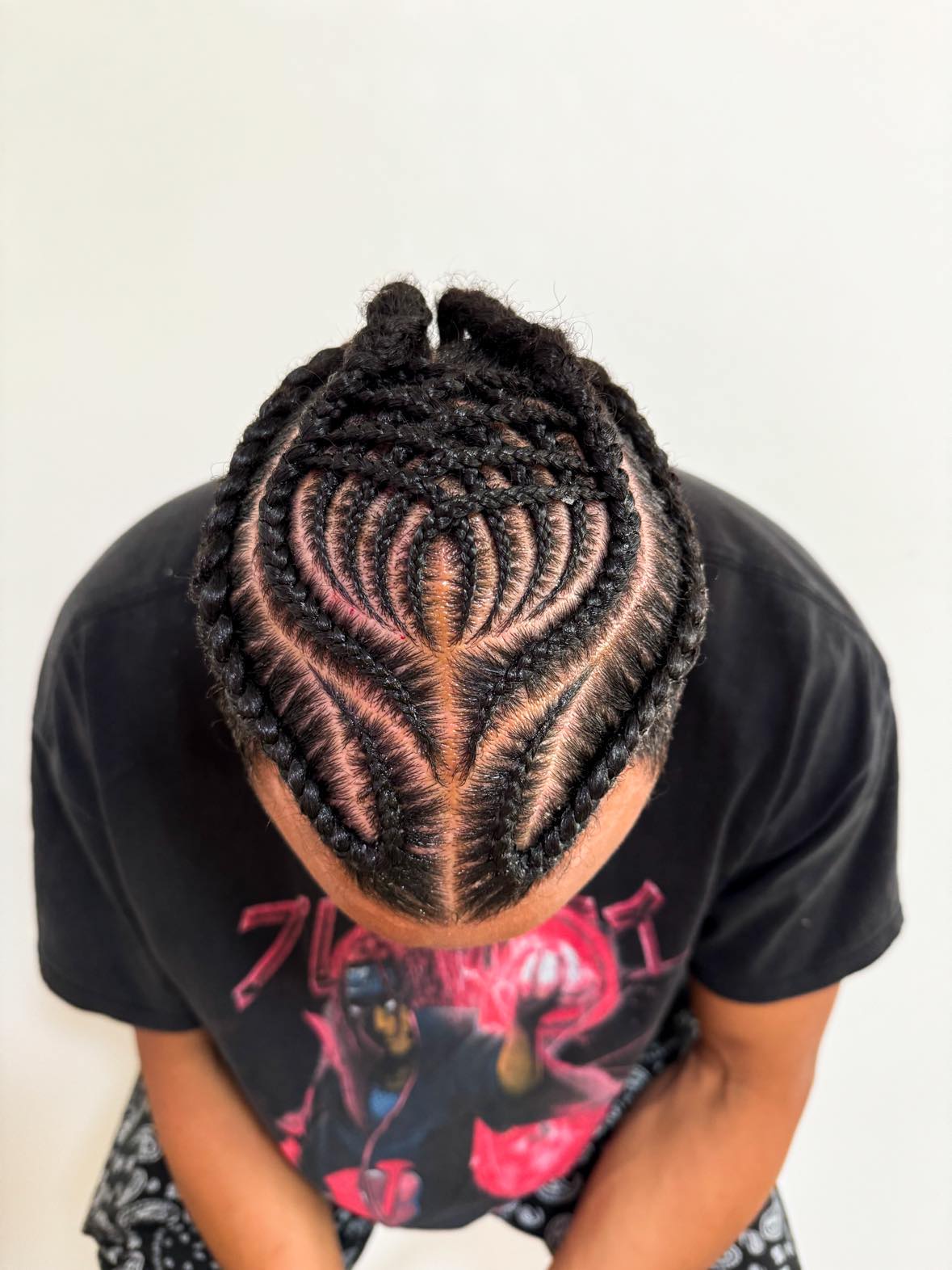Men's intricate cornrow design - no extensions