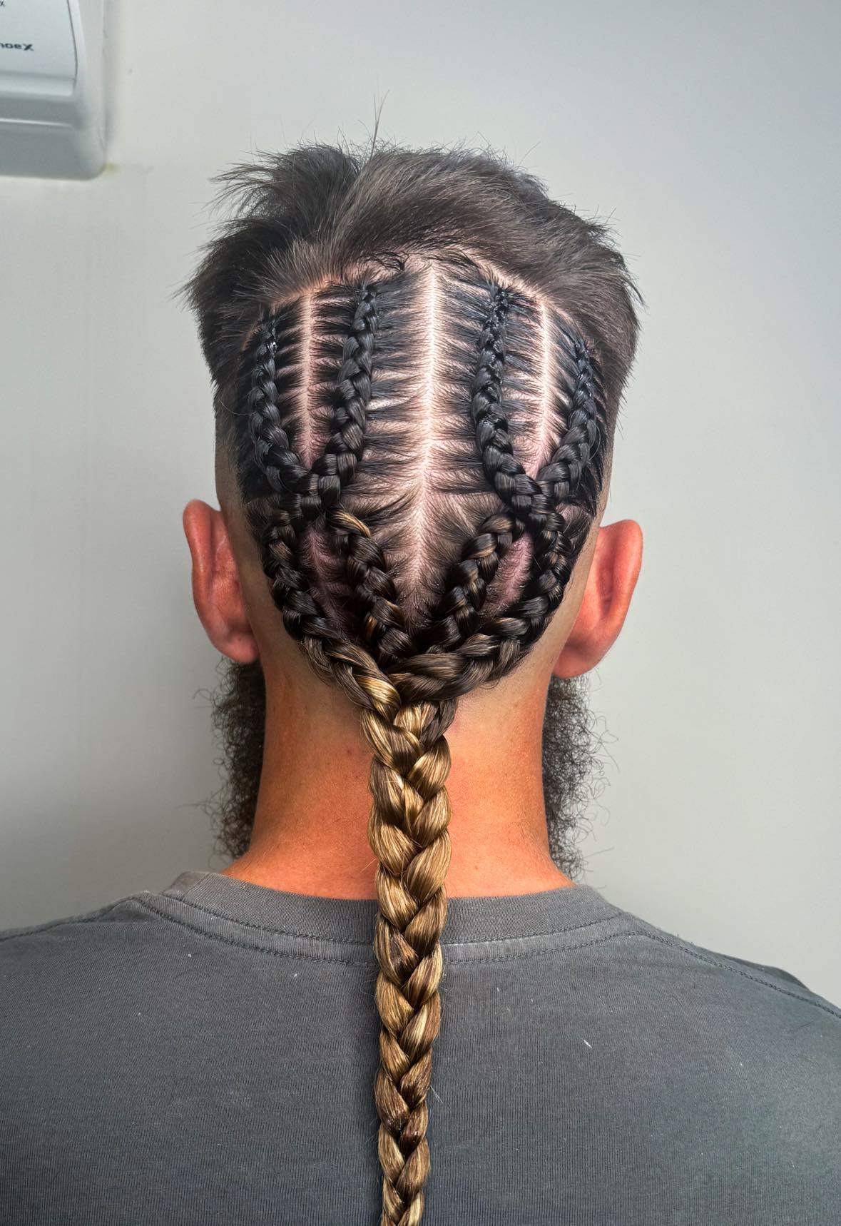 Men's mullet braid design - no extensions