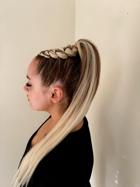 2 braids into ponytail - with extensions